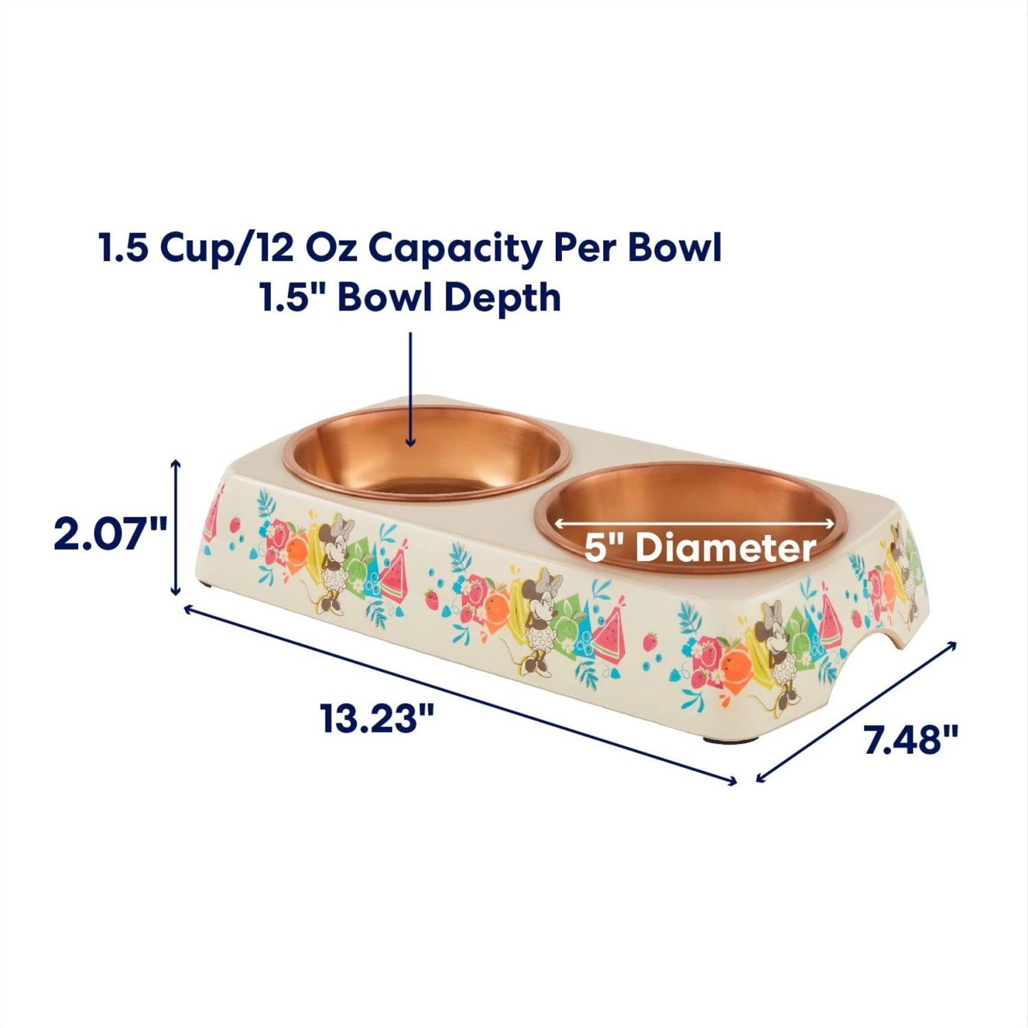 Disney Minnie Mouse Summer Bamboo Melamine Stainless Steel Double Dog & Cat Bowl 4 Disney Minnie Mouse Summer Bamboo Melamine Stainless Steel Double Dog & Cat Bowl - Image 2