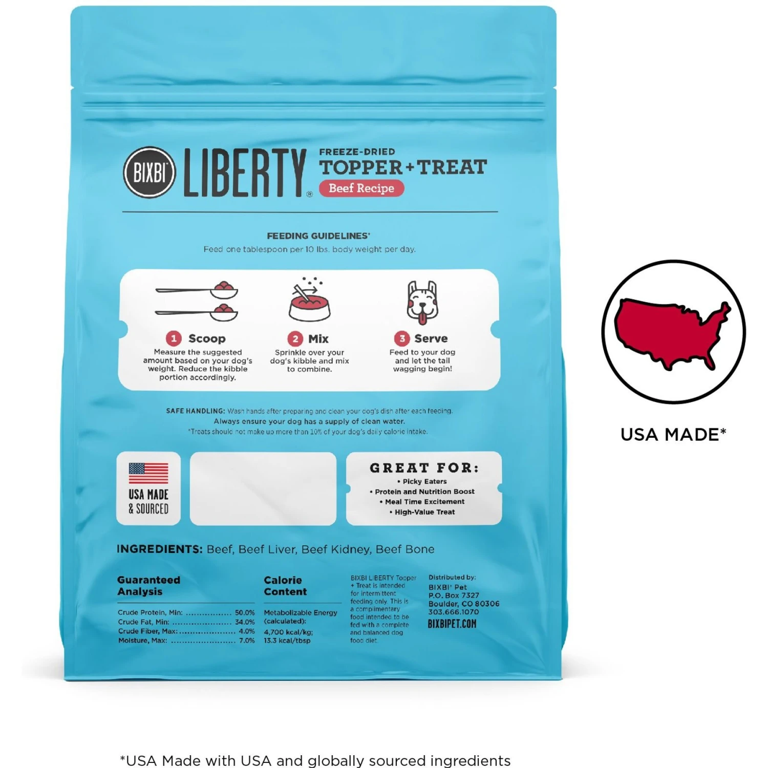 BIXBI Liberty Beef Recipe Freeze-Dried Dog Topper & Treat, 4.5-oz Bag 5 BIXBI Liberty Beef Recipe Freeze-Dried Dog Topper & Treat, 4.5-oz Bag - Image 3