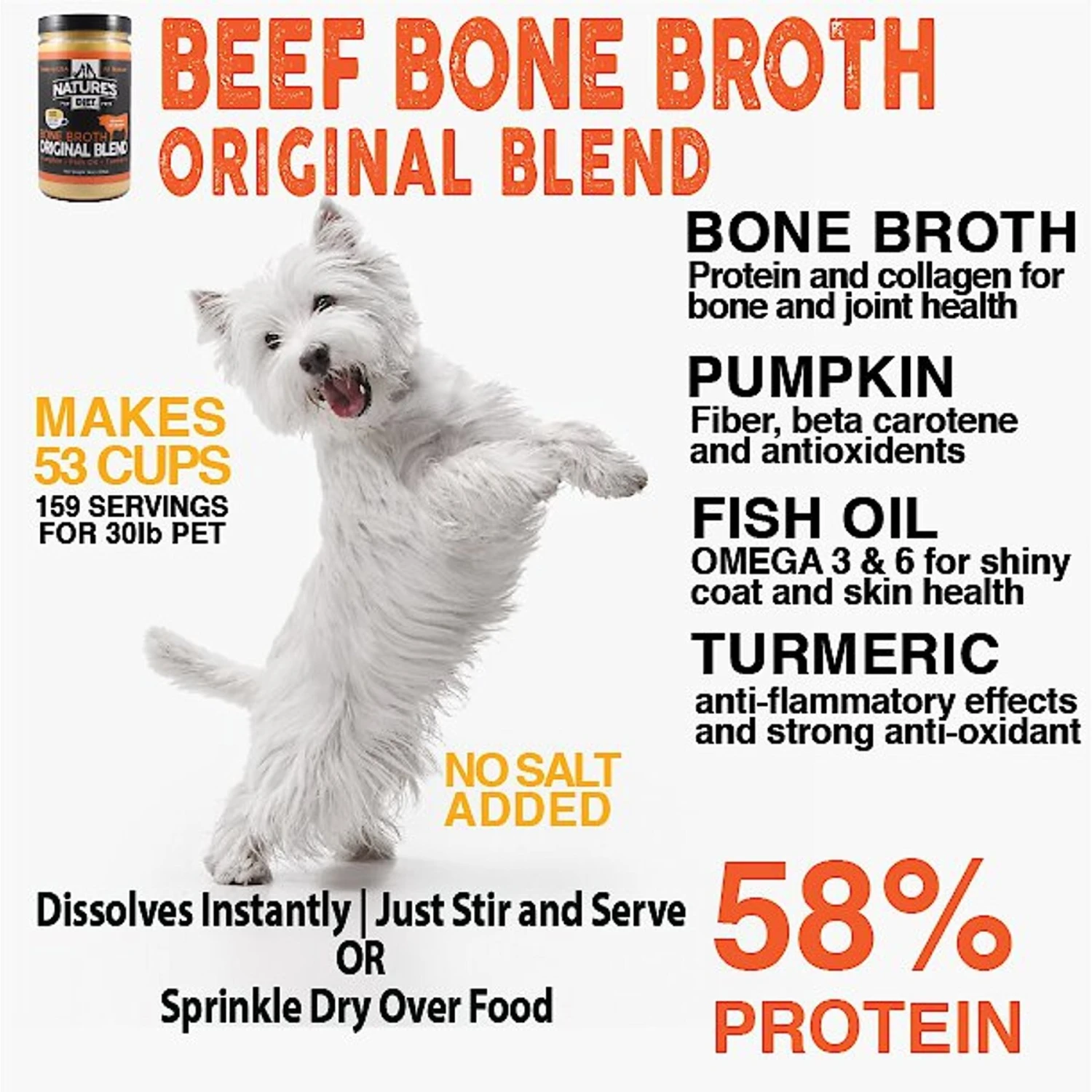 Nature's Diet Original Blend Beef Bone Broth Dry Dog & Cat Food Topping, 16-oz Jar 4 Nature's Diet Original Blend Beef Bone Broth Dry Dog & Cat Food Topping, 16-oz Jar - Image 2