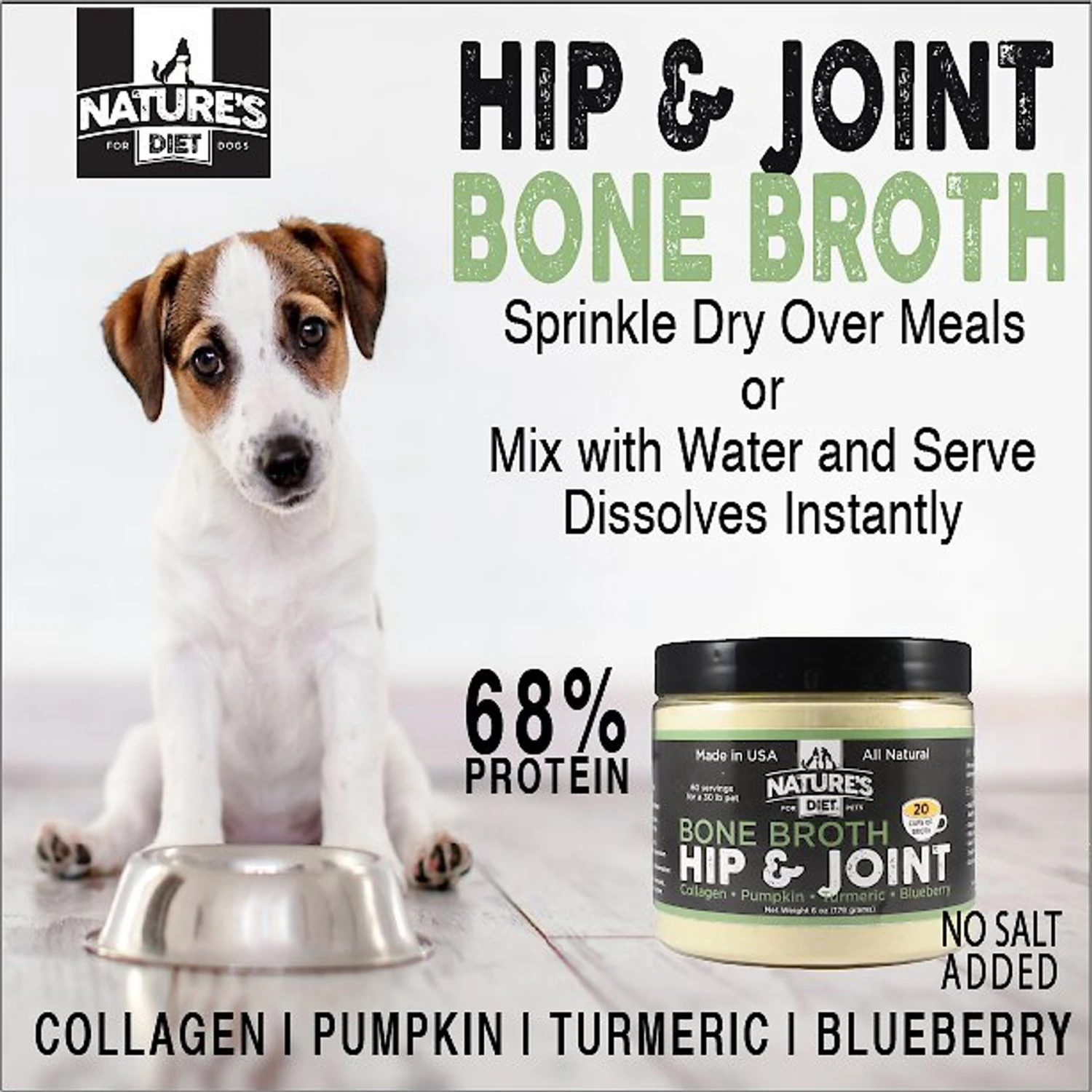 Nature's Diet Hip & Joint Bone Broth Dry Dog & Cat Food Topping, 6-oz Jar 4 Nature's Diet Hip & Joint Bone Broth Dry Dog & Cat Food Topping, 6-oz Jar - Image 2