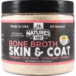 Nature's Diet Skin & Coat Bone Broth Dry Dog & Cat Food Topping, 6-oz Jar