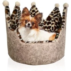 Precious Tails Leopard Crown Bolster Cat & Dog Bed -Blue Buffalo || ROYAL CANIN || Wellness Sales 327010 PT4. AC SS1800 V1631893639