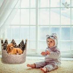 Precious Tails Leopard Crown Bolster Cat & Dog Bed -Blue Buffalo || ROYAL CANIN || Wellness Sales 327010 PT7. AC SS1800 V1631897605