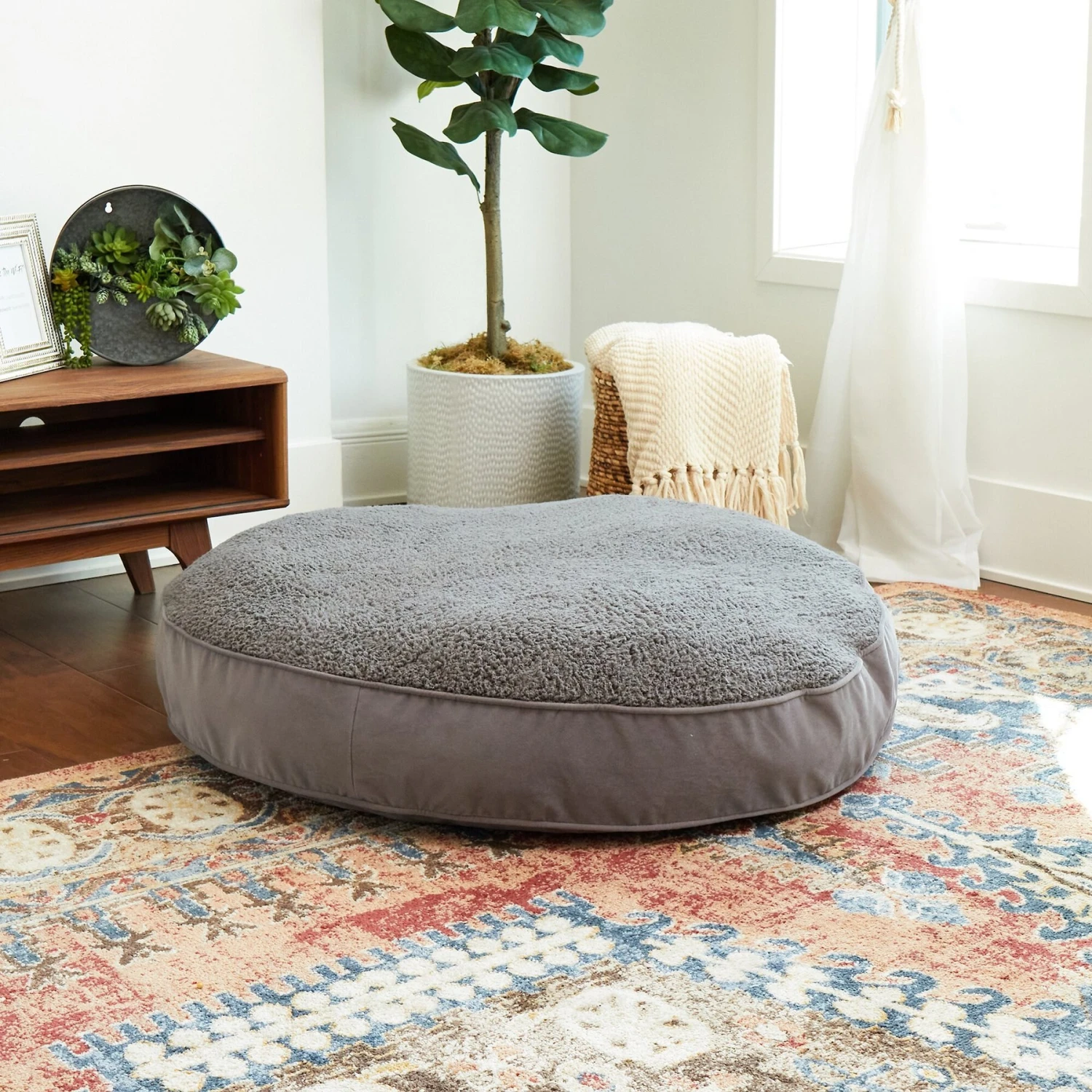 Happy Hounds Scooter Deluxe Round Pillow Dog Bed With Removable Cover, Gray 7 Happy Hounds Scooter Deluxe Round Pillow Dog Bed With Removable Cover, Gray - Image 5