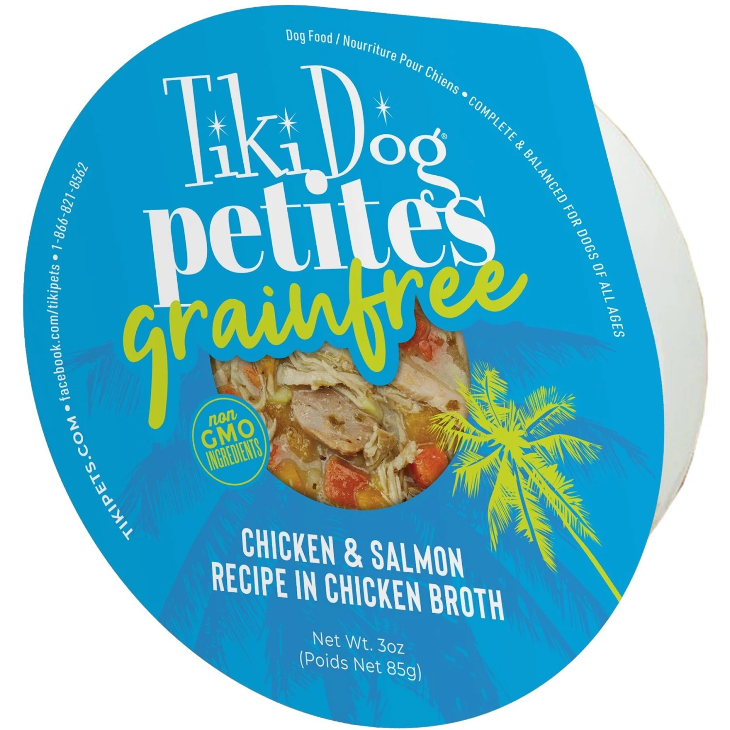 Tiki Dog Aloha Petites Chicken & Salmon Recipe In Chicken Broth Wet Dog Food, 3-oz Cup, Case Of 4 3 Tiki Dog Aloha Petites Chicken & Salmon Recipe In Chicken Broth Wet Dog Food, 3-oz Cup, Case Of 4