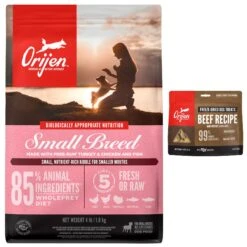 ORIJEN Small Breed Grain-Free Dry Dog Food & ORIJEN Ranch-Raised Beef Formula Grain-Free Freeze-Dried Dog Treats