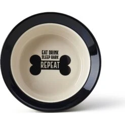 PetRageous Designs Eat Drink Repeat Stoneware Dog Bowl, Natural -Blue Buffalo || ROYAL CANIN || Wellness Sales 353549 PT1. AC SS1800 V1639434095