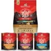 Stella & Chewy's Wild Red Raw Blend Kibble Wholesome Grains Prairie Recipe Dry Dog Food & Stella & Chewy's Wild Red Variety Pack Grain-Free Wet Dog Food