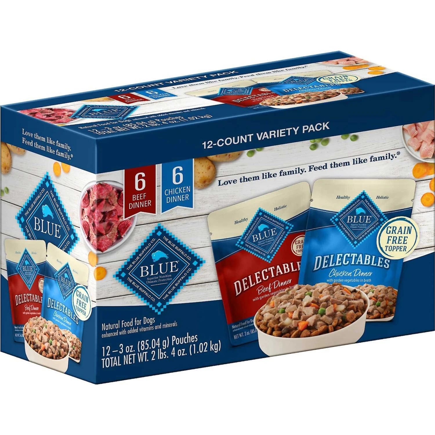Blue Buffalo Delectables Chicken & Beef Dinner Variety Pack Grain-Free Wet Dog Food Topper, 3-oz Pouches, Case Of 12 & Blue Buffalo Wilderness Trail Toppers Wild Cuts Variety Pack Chunky Chicken & Beef Bites In Gravy Grain-Free Dog Food Topper, 3-oz, Pouch Of 12 4 Blue Buffalo Delectables Chicken & Beef Dinner Variety Pack Grain-Free Wet Dog Food Topper, 3-oz Pouches, Case Of 12 & Blue Buffalo Wilderness Trail Toppers Wild Cuts Variety Pack Chunky Chicken & Beef Bites In Gravy Grain-Free Dog Food Topper, 3-oz, Pouch Of 12 - Image 2