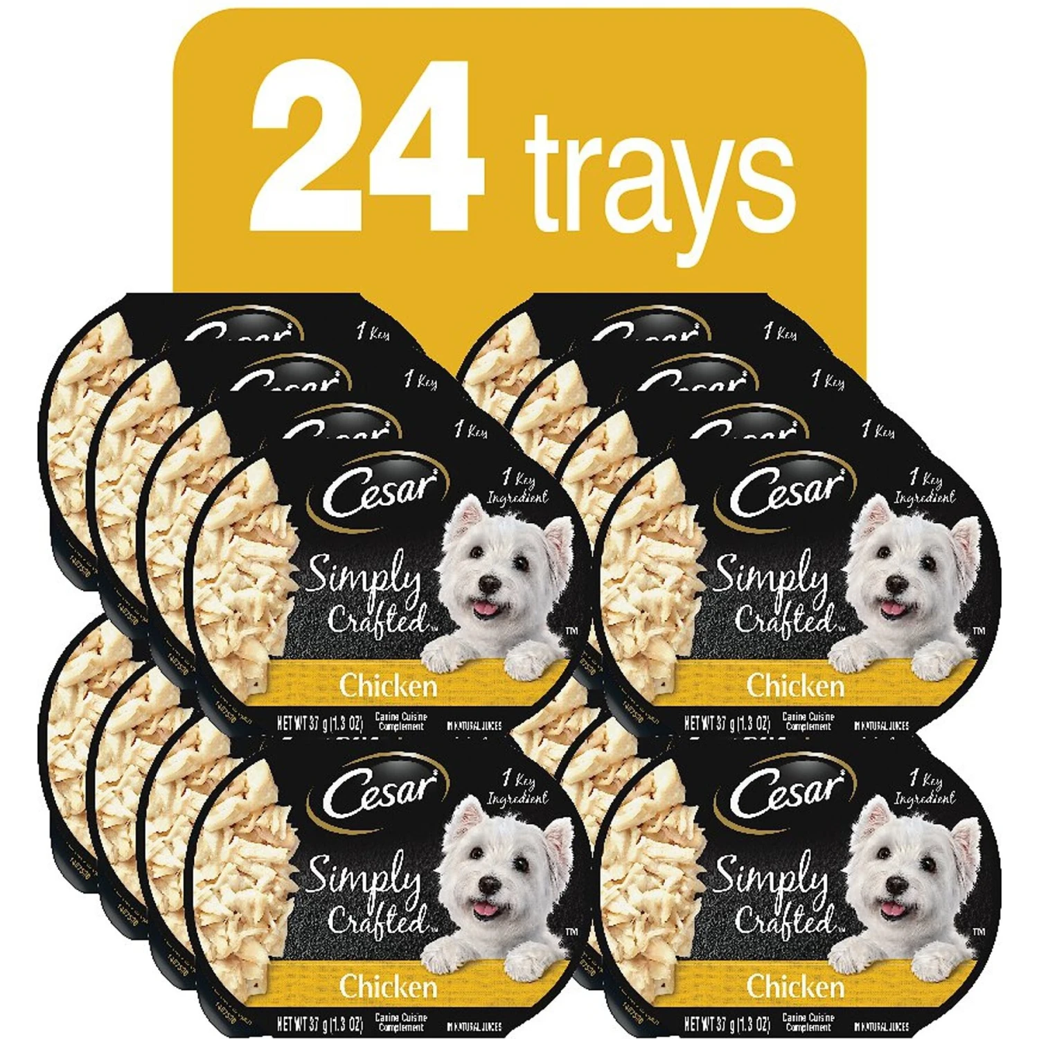 Cesar Simply Crafted Chicken Cuisine Complement Adult Wet Dog Food Topper, 1.3-oz Tubs, Case Of 24 4 Cesar Simply Crafted Chicken Cuisine Complement Adult Wet Dog Food Topper, 1.3-oz Tubs, Case Of 24 - Image 2