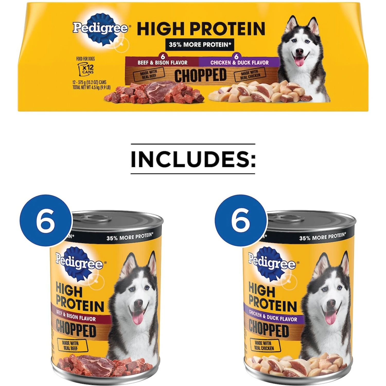 Pedigree High Protein Chopped Beef & Bison Flavor & Chopped Chicken & Duck Flavor Adult Canned Soft Wet Dog Food Variety Pack 5 Pedigree High Protein Chopped Beef & Bison Flavor & Chopped Chicken & Duck Flavor Adult Canned Soft Wet Dog Food Variety Pack - Image 3