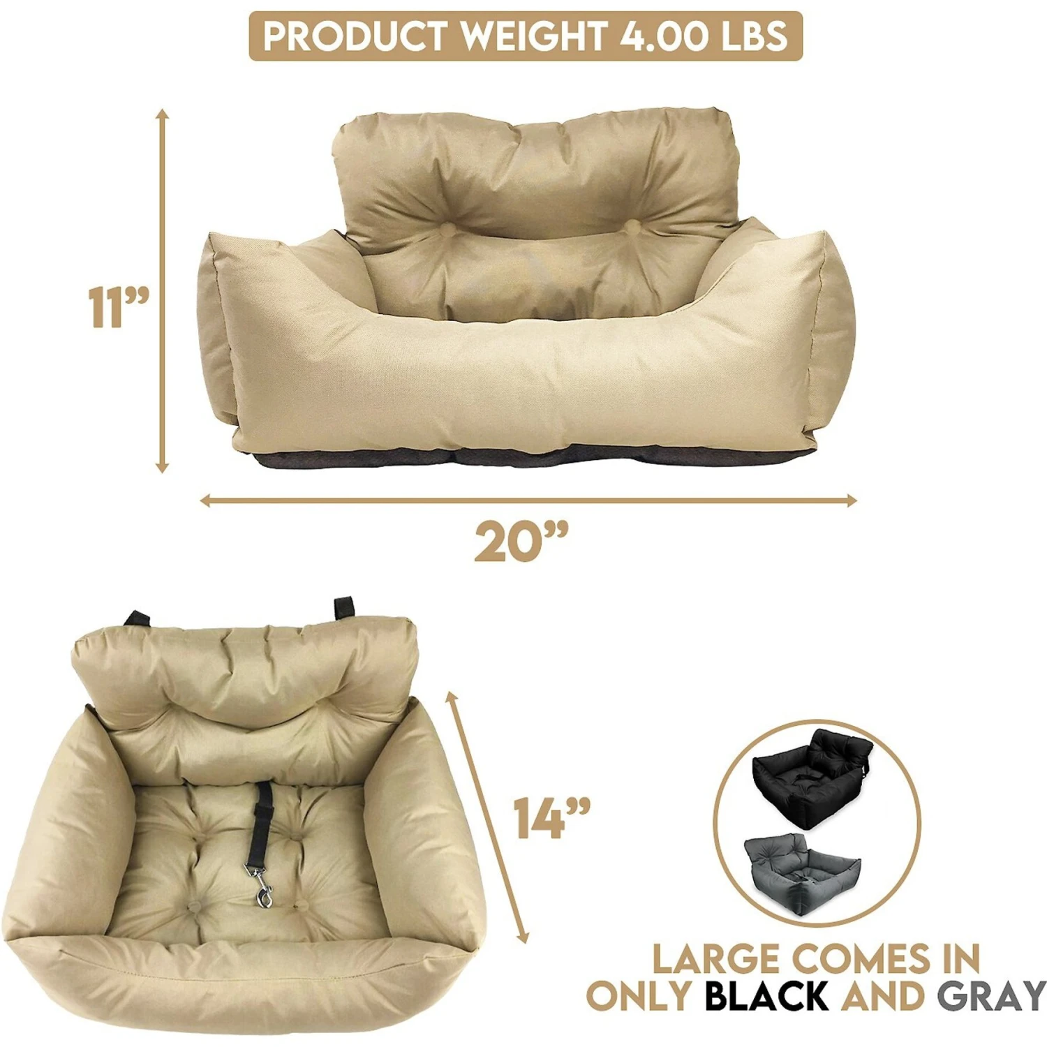 Precious Tails Seat Belt Compatible Travel Bolster Cat & Dog Bed 7 Precious Tails Seat Belt Compatible Travel Bolster Cat & Dog Bed - Image 5