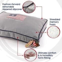Precious Tails "Dog Bless Ameria" Orthopedic Pillow Cat & Dog Bed With Removable Cover -Blue Buffalo || ROYAL CANIN || Wellness Sales 366573 PT4. AC SS1800 V1644379319