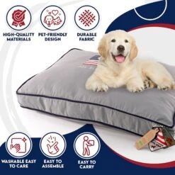 Precious Tails "Dog Bless Ameria" Orthopedic Pillow Cat & Dog Bed With Removable Cover -Blue Buffalo || ROYAL CANIN || Wellness Sales 366573 PT5. AC SS1800 V1644372705