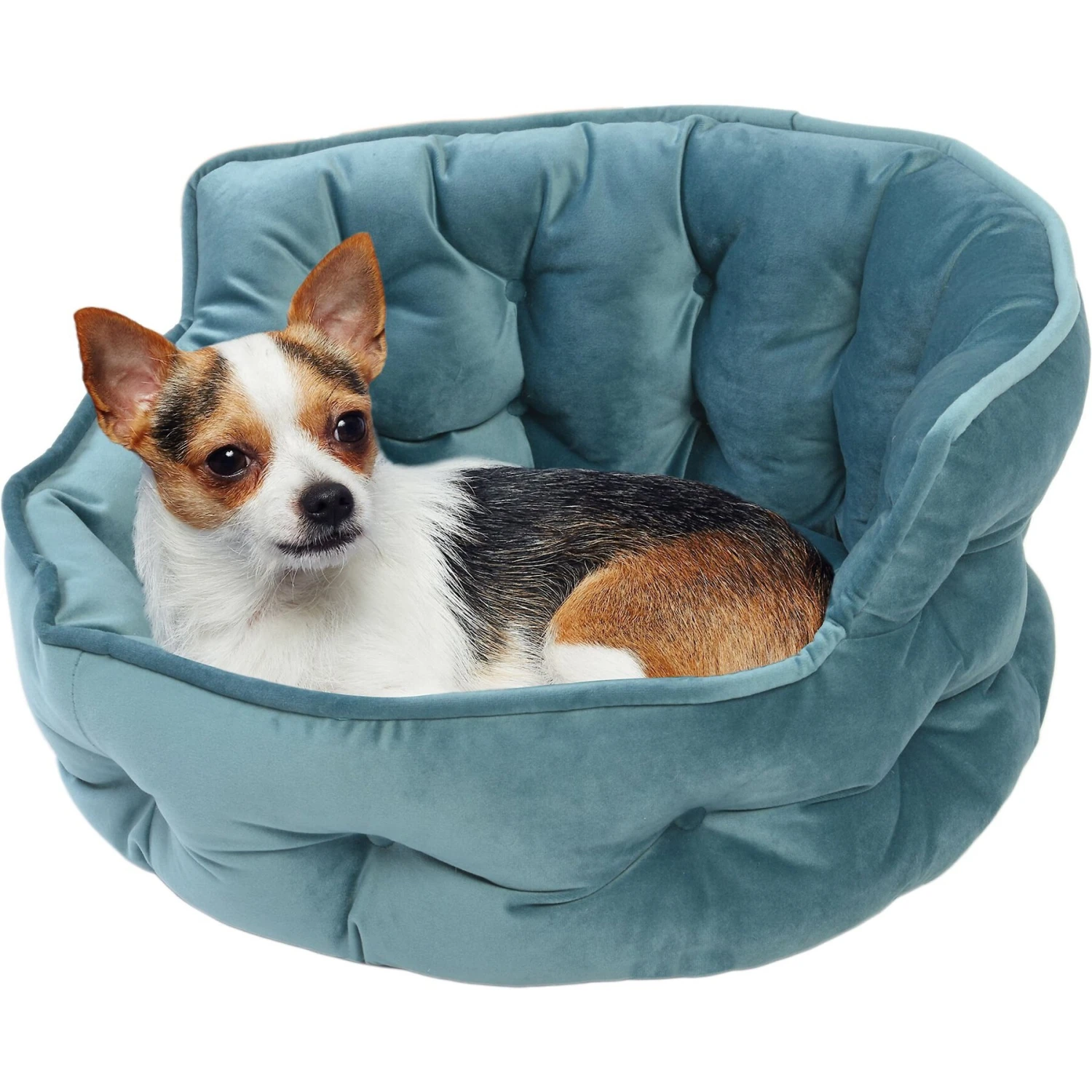 Precious Tails Ultra Plush Mini Tufted Velvet Round Bolster Cat & Dog Bed 5 Precious Tails Ultra Plush Mini Tufted Velvet Round Bolster Cat & Dog Bed - Image 3