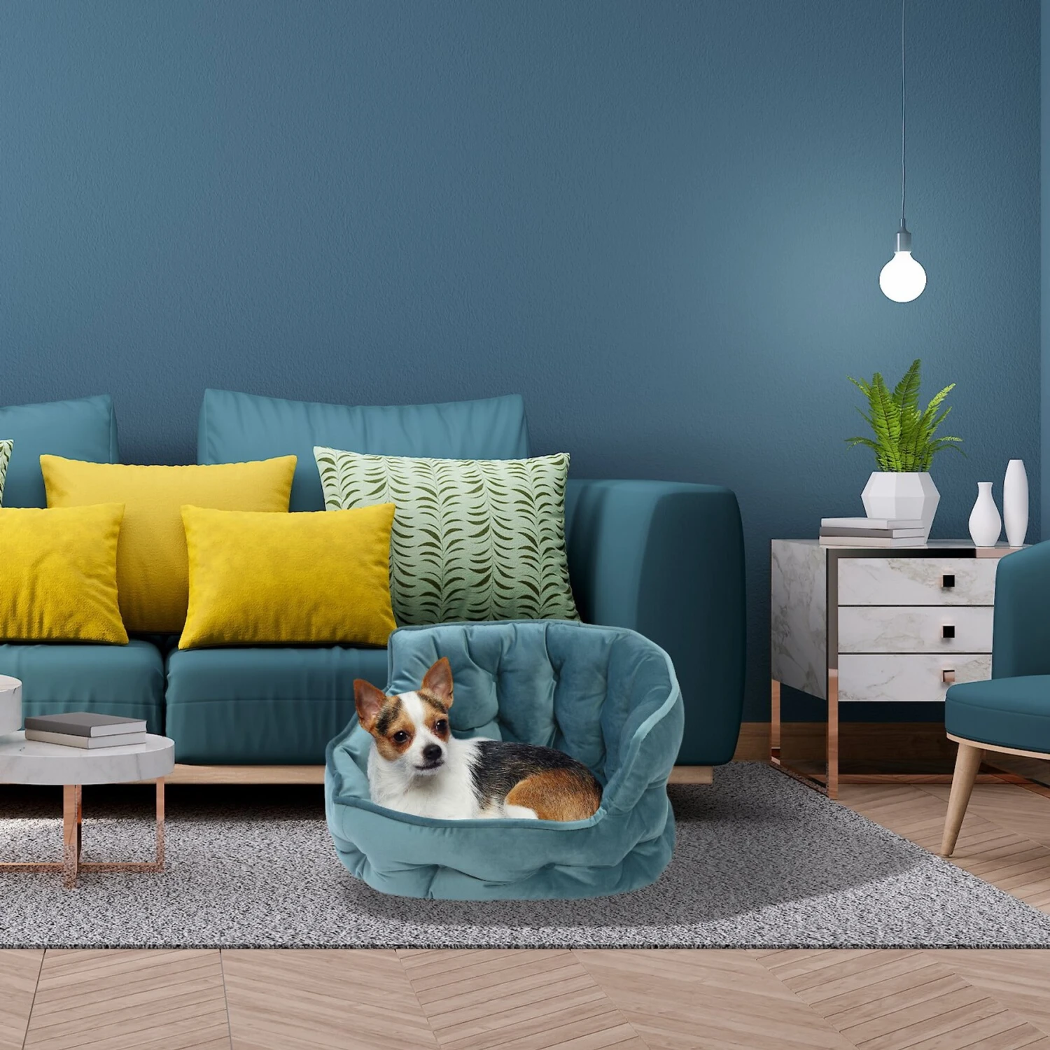 Precious Tails Ultra Plush Mini Tufted Velvet Round Bolster Cat & Dog Bed 6 Precious Tails Ultra Plush Mini Tufted Velvet Round Bolster Cat & Dog Bed - Image 4