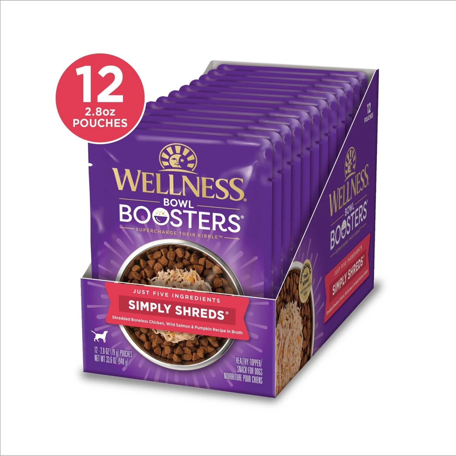 Wellness Bowl Boosters Simply Shreds Chicken, Beef & Carrots Natural Grain-Free Wet Dog Food Mixer Or Topper, 2.8-oz Pouch, Case Of 12 & Wellness Bowl Boosters Simply Shreds Chicken, Salmon & Pumpkin Natural Grain-Free Wet Dog Food Mixer Or Topper, 2.8-oz Pouch, Case Of 12 8 Wellness Bowl Boosters Simply Shreds Chicken, Beef & Carrots Natural Grain-Free Wet Dog Food Mixer Or Topper, 2.8-oz Pouch, Case Of 12 & Wellness Bowl Boosters Simply Shreds Chicken, Salmon & Pumpkin Natural Grain-Free Wet Dog Food Mixer Or Topper, 2.8-oz Pouch, Case Of 12 - Image 6
