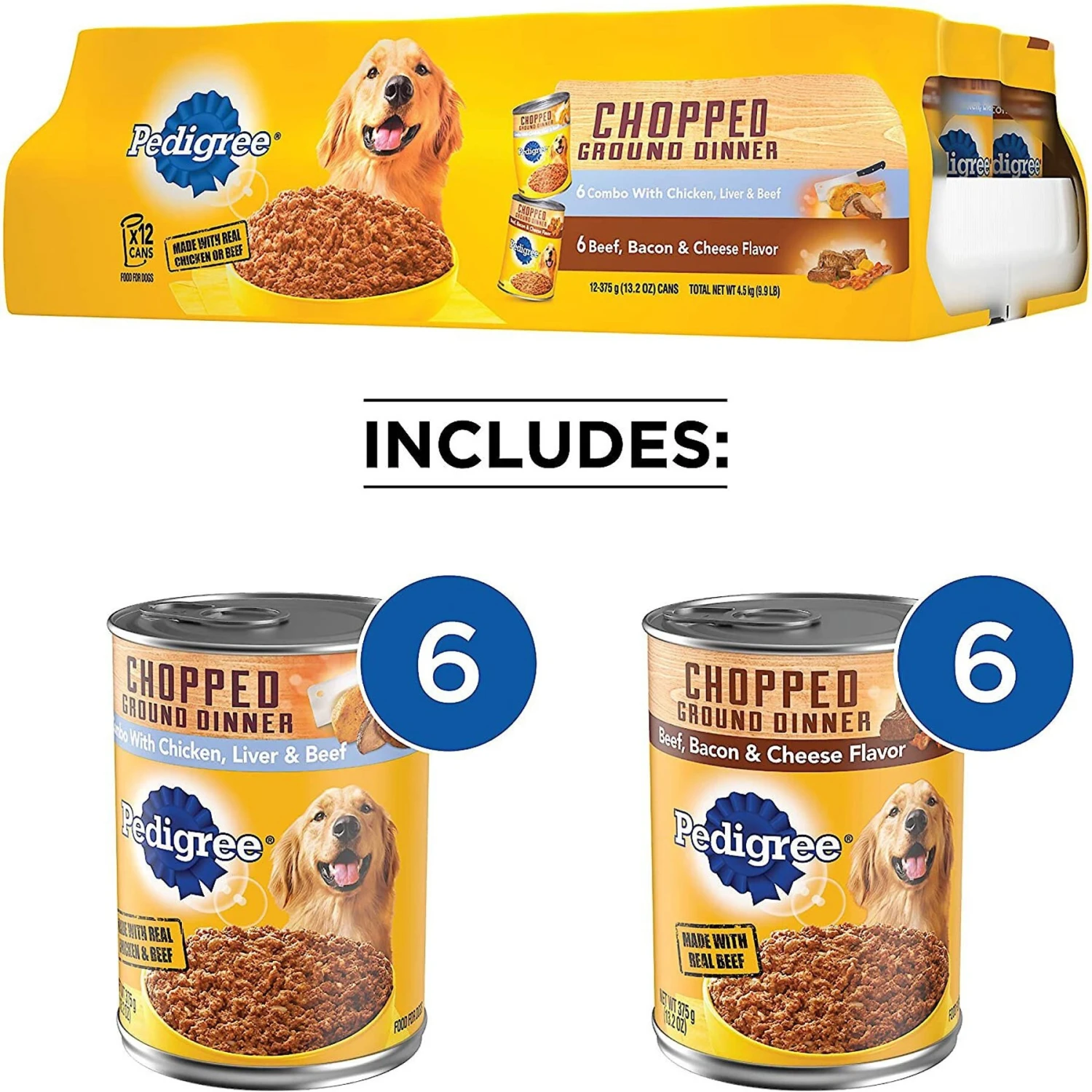 Pedigree Complete Nutrition Grilled Steak & Vegetable Flavor Dog Kibble Adult Dry Dog Food & Pedigree Chopped Ground Dinner Liver & Beef, Beef, Bacon & Cheese Flavor With Chicken Adult Canned Wet Dog Food Combo Variety Pack 9 Pedigree Complete Nutrition Grilled Steak & Vegetable Flavor Dog Kibble Adult Dry Dog Food & Pedigree Chopped Ground Dinner Liver & Beef, Beef, Bacon & Cheese Flavor With Chicken Adult Canned Wet Dog Food Combo Variety Pack - Image 7