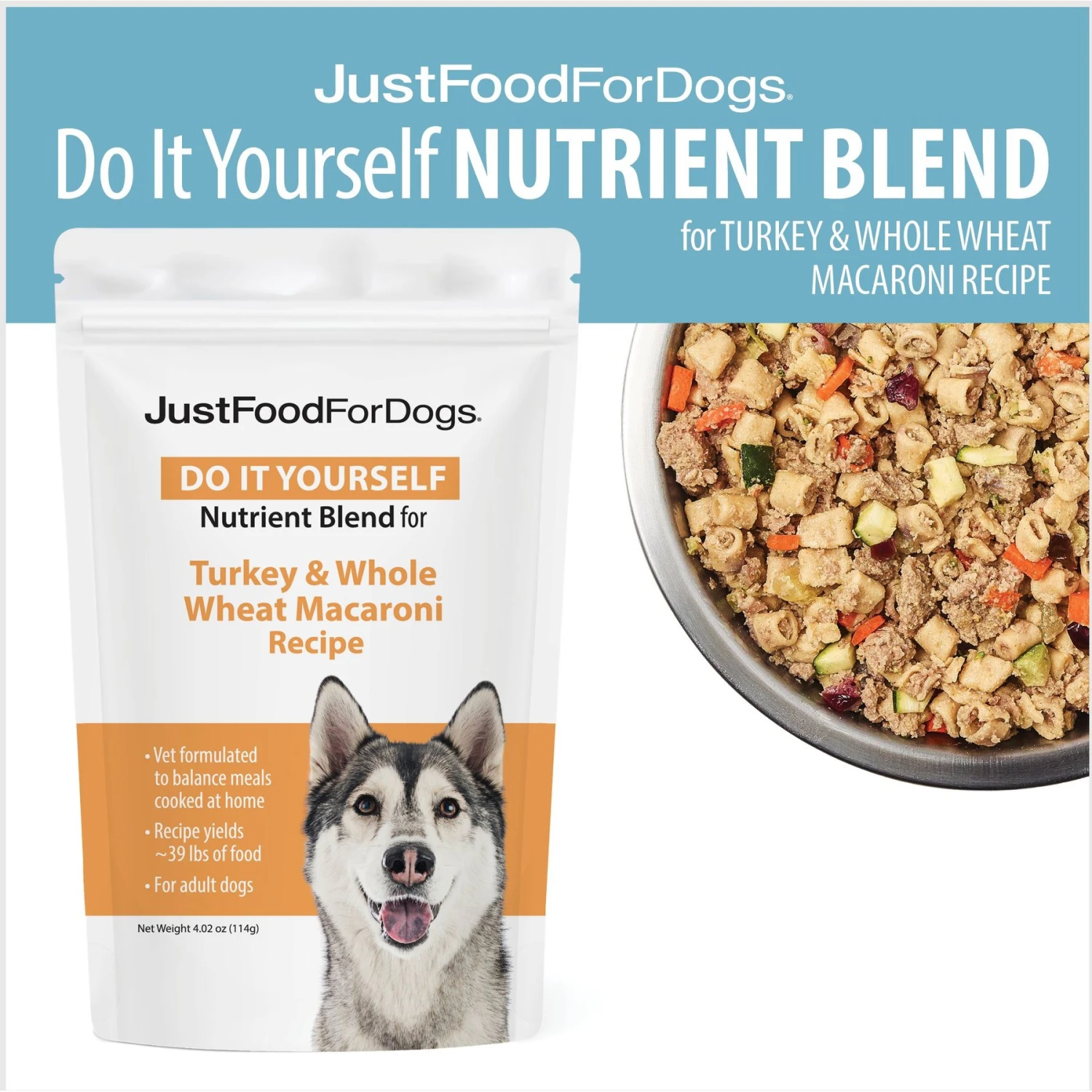 JustFoodForDogs DoItYourself Turkey & Whole Wheat Macaroni Recipe Fresh Dog Food Recipe & Nutrient Blend 3 JustFoodForDogs DoItYourself Turkey & Whole Wheat Macaroni Recipe Fresh Dog Food Recipe & Nutrient Blend