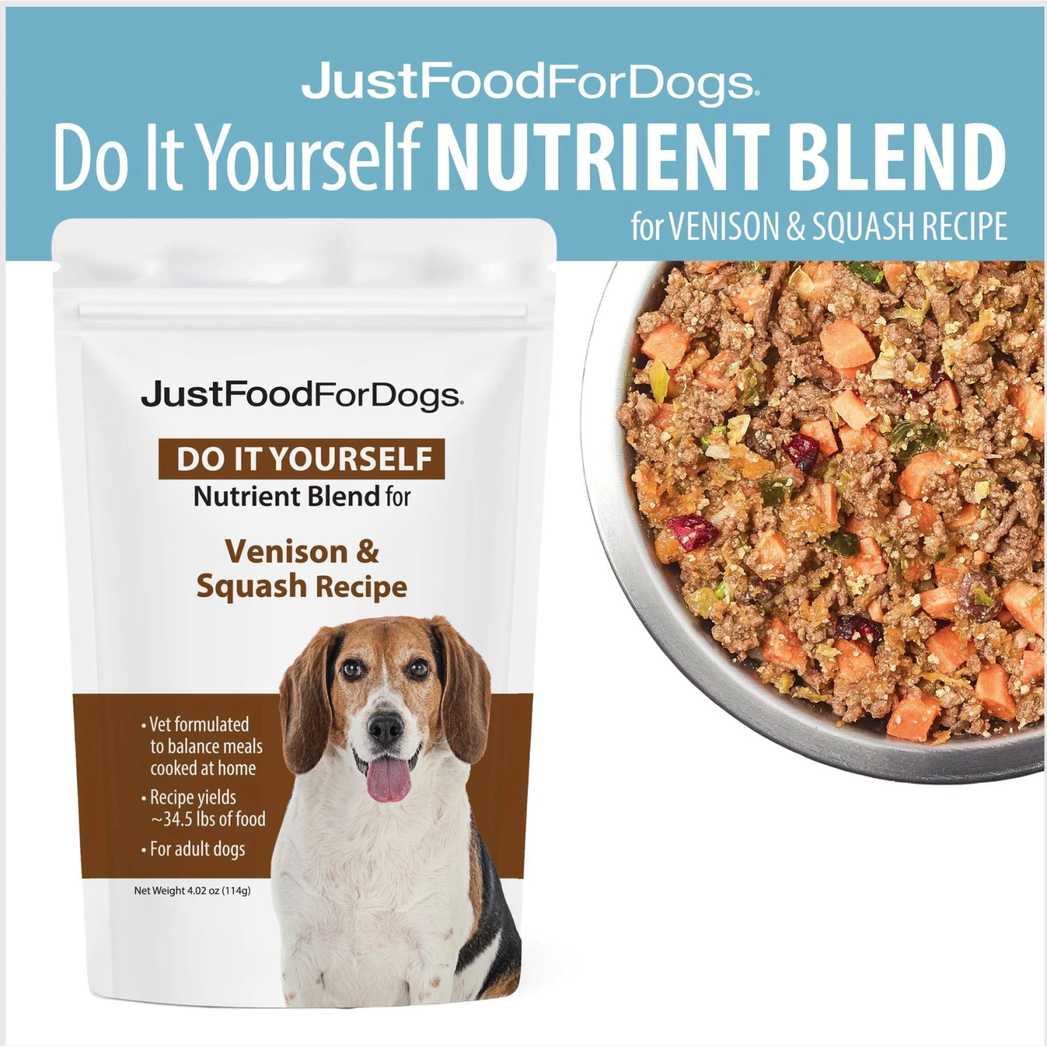JustFoodForDogs DoItYourself Venison & Squash Recipe Fresh Dog Food Recipe & Nutrient Blend 3 JustFoodForDogs DoItYourself Venison & Squash Recipe Fresh Dog Food Recipe & Nutrient Blend