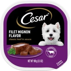 Cesar Classic Loaf In Sauce Filet Mignon Flavor Grain-Free Small Breed Adult Wet Dog Food Trays
