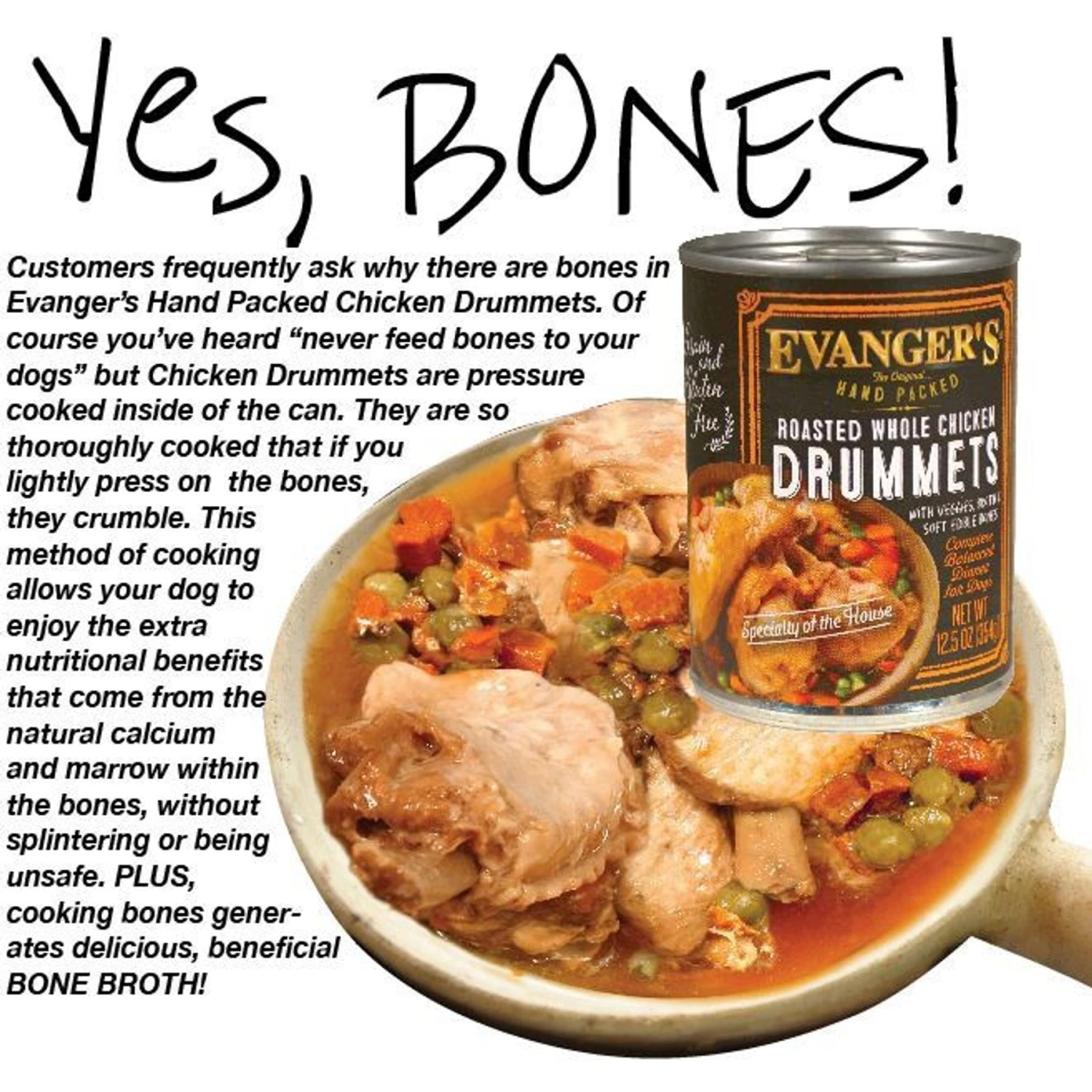 Evanger's Grain-Free Hand Packed Roasted Whole Chicken Drummets Dinner Canned Dog Food 6 Evanger's Grain-Free Hand Packed Roasted Whole Chicken Drummets Dinner Canned Dog Food - Image 4