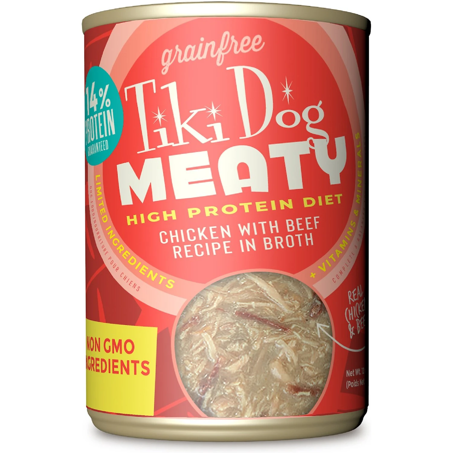 Tiki Dog Meaty Whole Foods Grain-Free Chicken & Beef Shredded Canned Dog Food, 12-oz, Case Of 8 3 Tiki Dog Meaty Whole Foods Grain-Free Chicken & Beef Shredded Canned Dog Food, 12-oz, Case Of 8