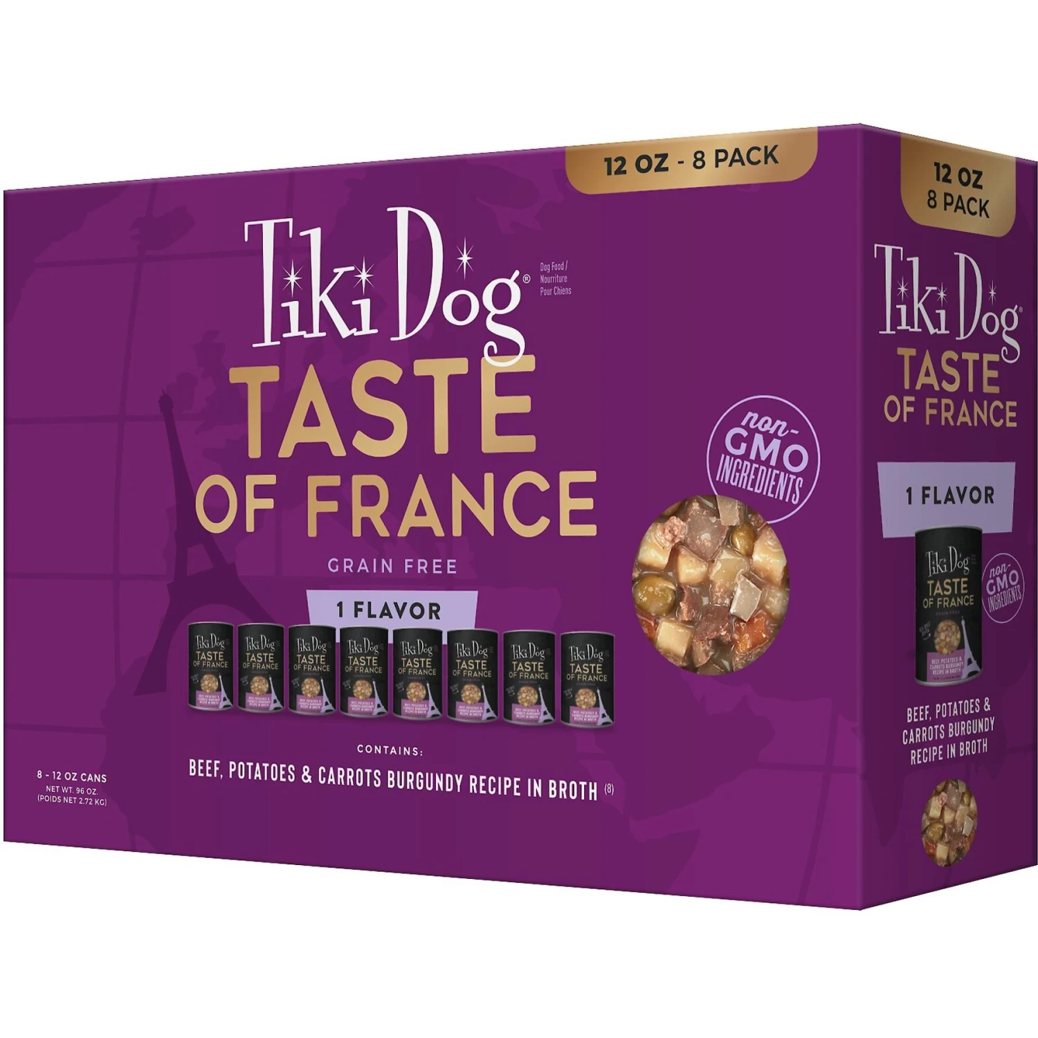 Tiki Dog Taste Of France! Grain-Free Beef & Potatoes Burgundy Chunks In Gravy Canned Dog Food, 12-oz, Case Of 8 4 Tiki Dog Taste Of France! Grain-Free Beef & Potatoes Burgundy Chunks In Gravy Canned Dog Food, 12-oz, Case Of 8 - Image 2