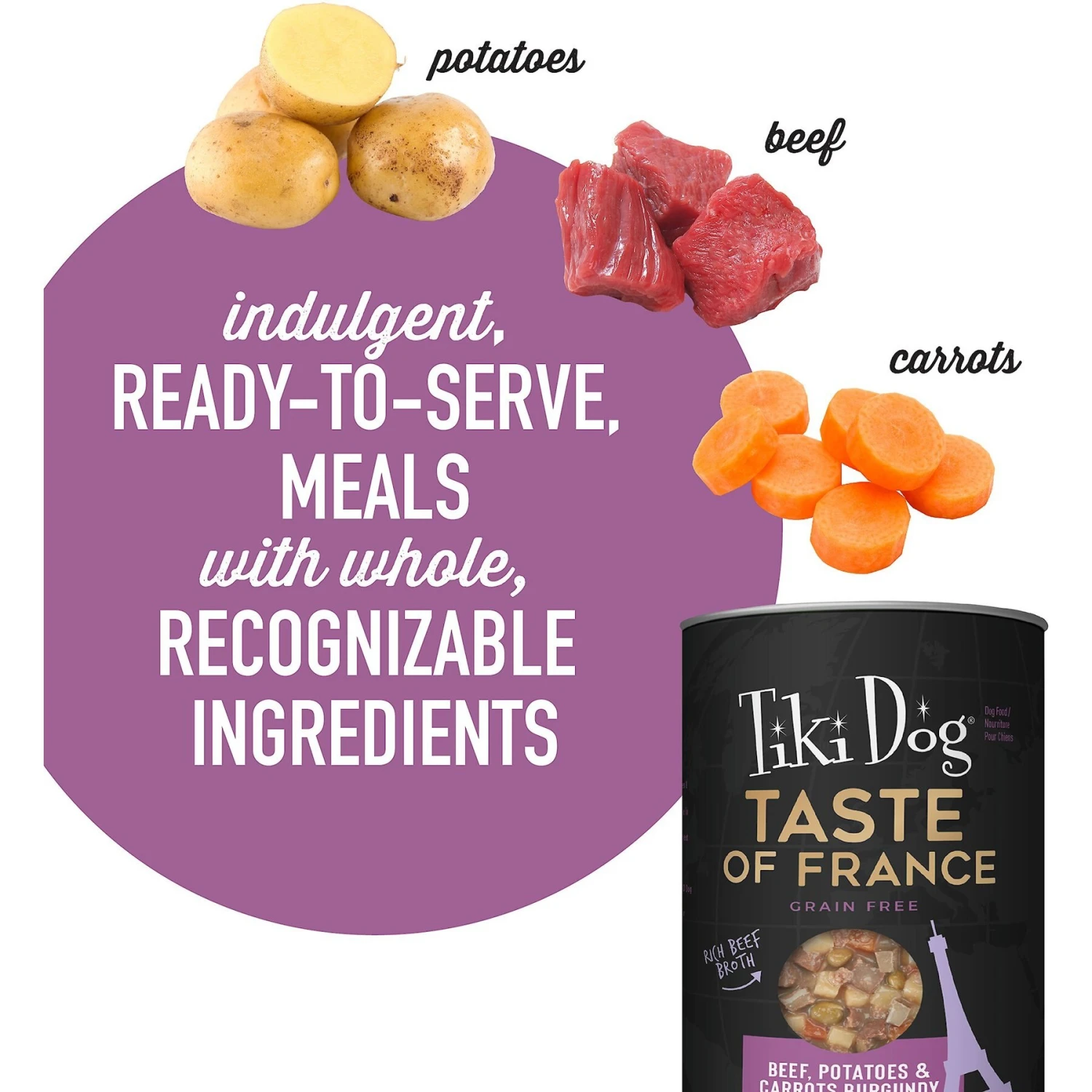 Tiki Dog Taste Of France! Grain-Free Beef & Potatoes Burgundy Chunks In Gravy Canned Dog Food, 12-oz, Case Of 8 6 Tiki Dog Taste Of France! Grain-Free Beef & Potatoes Burgundy Chunks In Gravy Canned Dog Food, 12-oz, Case Of 8 - Image 4