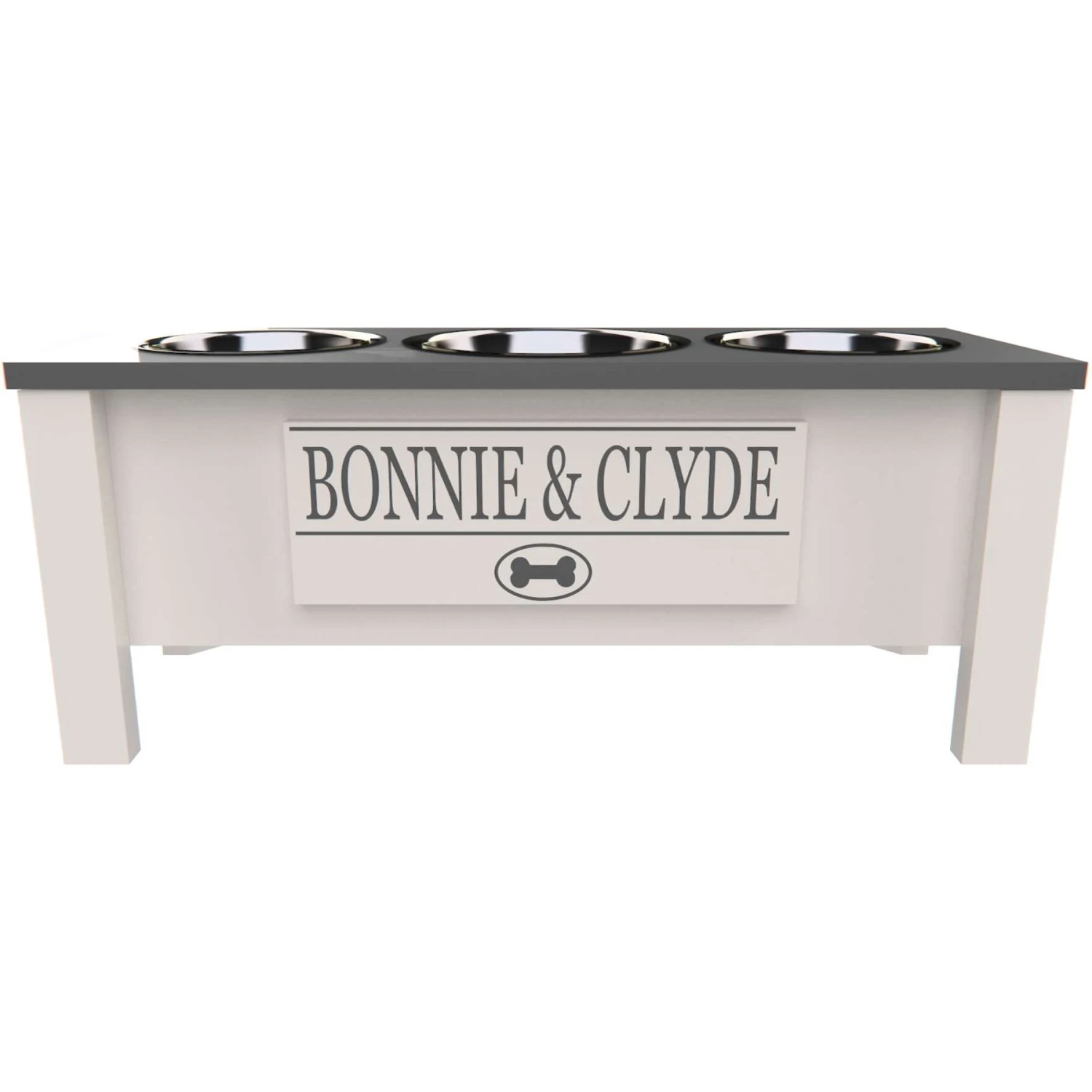 GrooveThis Woodshop Personalized 3 Bowl Elevated Dog Feeder Station With Internal Storage 3 GrooveThis Woodshop Personalized 3 Bowl Elevated Dog Feeder Station With Internal Storage