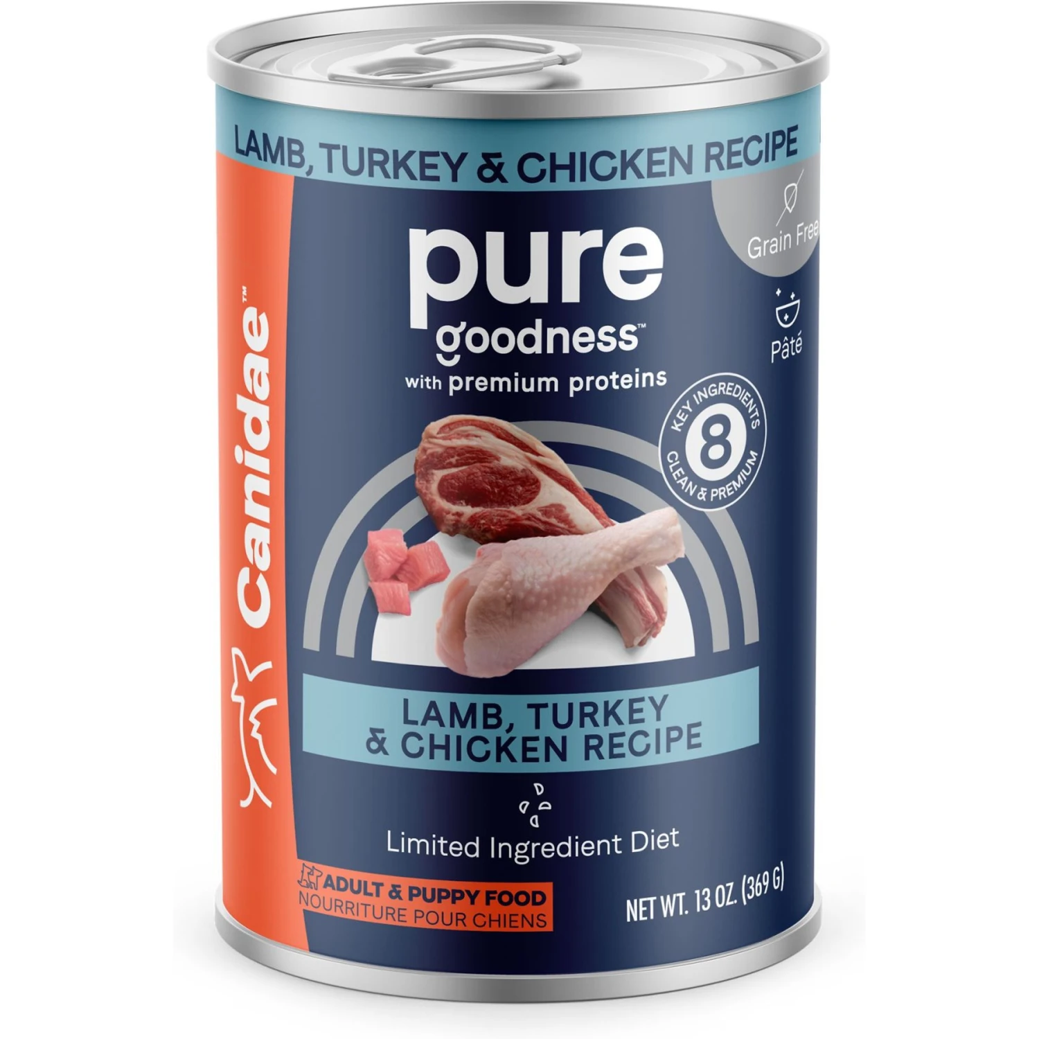 CANIDAE PURE All Stages Grain-Free Limited Ingredient Lamb, Turkey & Chicken Recipe Canned Dog Food, 13-oz 3 CANIDAE PURE All Stages Grain-Free Limited Ingredient Lamb, Turkey & Chicken Recipe Canned Dog Food, 13-oz