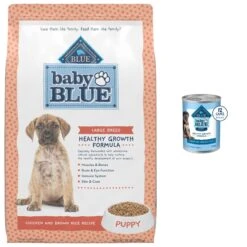 Blue Buffalo Baby Blue Large Breed Healthy Growth Formula Natural Chicken & Brown Rice Recipe Puppy Dry Food, 24-lb Bag & Blue Buffalo Baby Blue Healthy Growth Formula Natural Chicken & Vegetable Recipe Puppy Wet Food, 12.5-oz Cans, Case Of 12