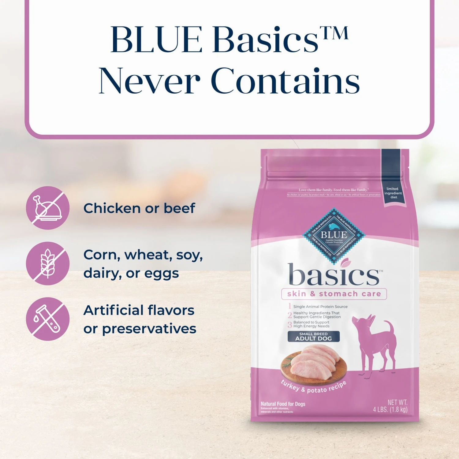Blue Buffalo Basics Skin & Stomach Care Turkey & Potato Recipe Small Breed Adult Dry Dog Food 8 Blue Buffalo Basics Skin & Stomach Care Turkey & Potato Recipe Small Breed Adult Dry Dog Food - Image 6