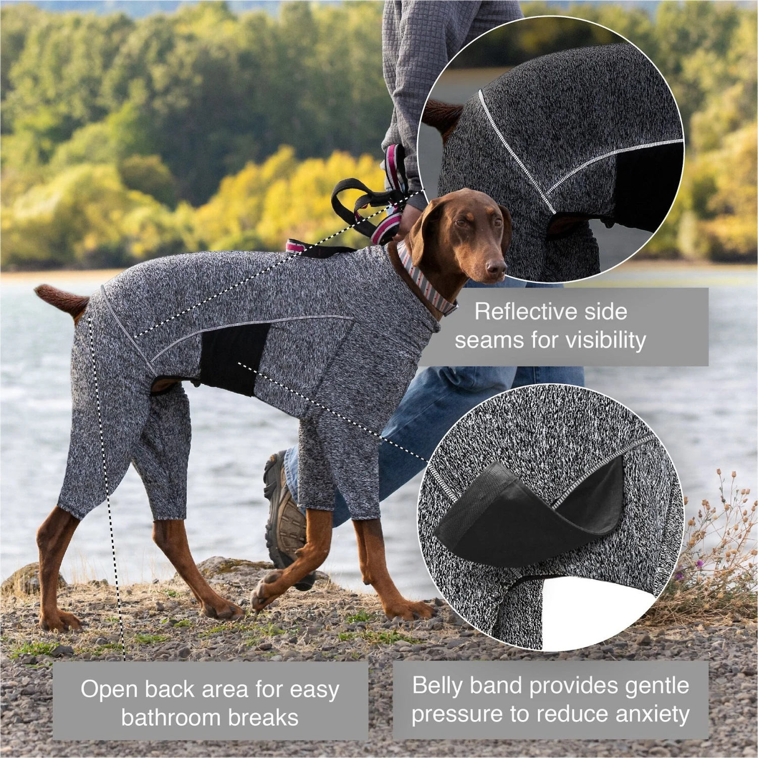 Kurgo Stowe Base Layer Dog Sweater, Heather Black 5 Kurgo Stowe Base Layer Dog Sweater, Heather Black - Image 3