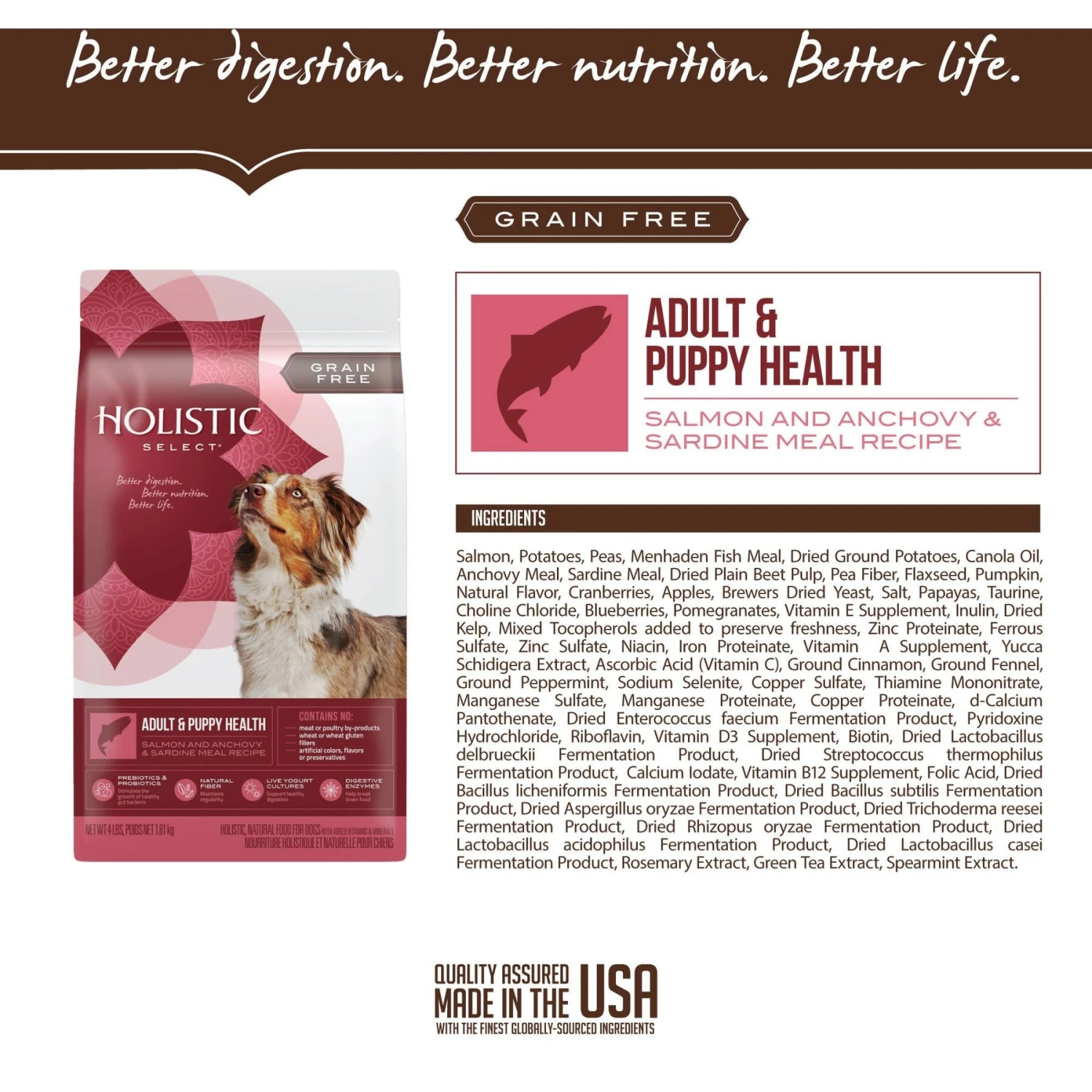 Holistic Select Adult & Puppy Grain-Free Salmon, Anchovy & Sardine Meal Recipe Dry Dog Food 5 Holistic Select Adult & Puppy Grain-Free Salmon, Anchovy & Sardine Meal Recipe Dry Dog Food - Image 3