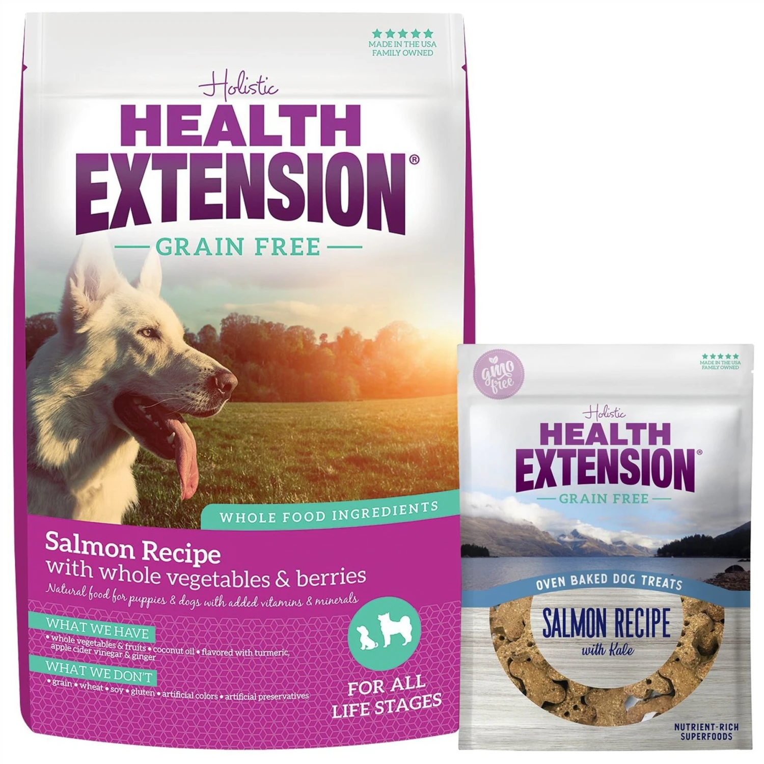 Health Extension Grain-Free Salmon Recipe Dry Dog Food & Health Extension Grain-Free Oven Baked Salmon Recipe With Kale Dog Treats 3 Health Extension Grain-Free Salmon Recipe Dry Dog Food & Health Extension Grain-Free Oven Baked Salmon Recipe With Kale Dog Treats