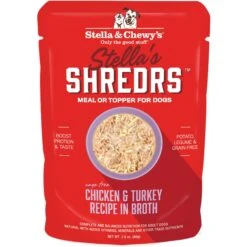 Stella & Chewy's Stella’s Shredrs Cage Free Chicken & Turkey Recipe In Broth Adult Wet Dog Food, 2.8-oz Pouch, Case Of 24