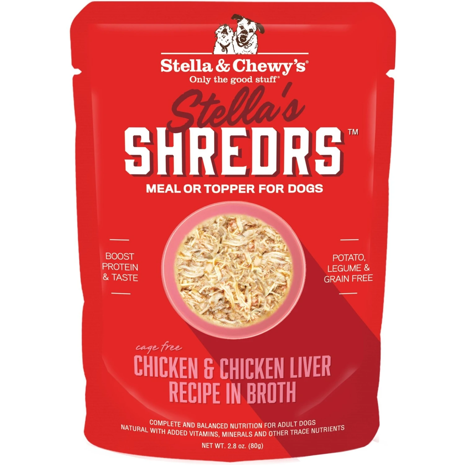 Stella & Chewy's Stella’s Shredrs Cage Free Chicken & Chicken Liver Recipe In Broth Adult Wet Dog Food, 2.8-oz Pouch, Case Of 24 3 Stella & Chewy's Stella’s Shredrs Cage Free Chicken & Chicken Liver Recipe In Broth Adult Wet Dog Food, 2.8-oz Pouch, Case Of 24