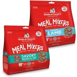 Stella & Chewy's Savory Salmon & Cod Meal Mixers Freeze-Dried Raw Dog Food Topper & Stella & Chewy's Dandy Lamb Meal Mixers Freeze-Dried Raw Dog Food Topper