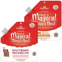 Stella & Chewy's Marie's Magical Dinner Dust What's Shak'n Bac'n Recipe Freeze-Dried Raw Dog Food Topper, 7-oz Bag & Stella & Chewy's Marie's Magical Dinner Freeze-Dried Raw Dust Grass-Fed Beef Dog Food Topper