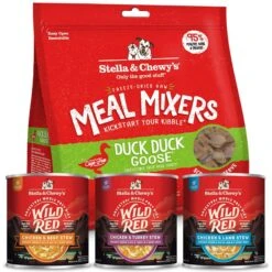 Stella & Chewy's Wild Red Variety Pack Grain-Free Wet Dog Food & Stella & Chewy's Duck Duck Goose Meal Mixers Freeze-Dried Raw Dog Food Topper