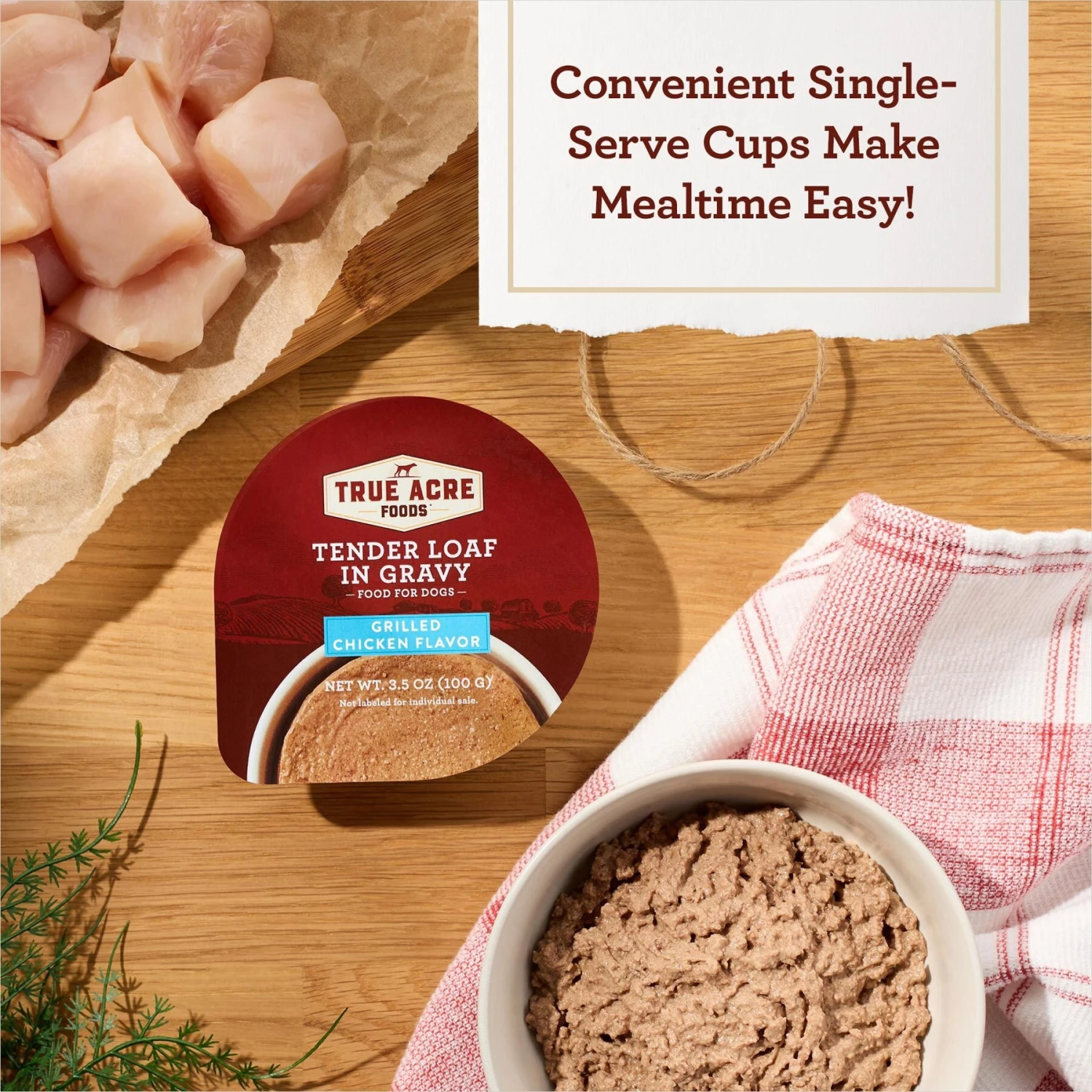 True Acre Foods Grilled Chicken Flavor Tender Loaf In Gravy, Wet Dog Food Cups 6 True Acre Foods Grilled Chicken Flavor Tender Loaf In Gravy, Wet Dog Food Cups - Image 4