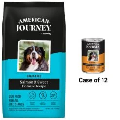 American Journey Chicken & Salmon Recipe Grain-Free Canned Dog Food & American Journey Salmon & Sweet Potato Recipe Grain-Free Dry Dog Food