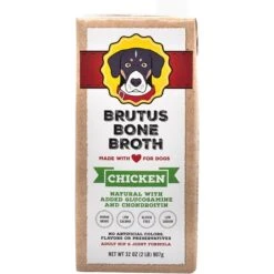 Brutus Broth Bone Broth Chicken Flavor Hip & Joint Human-Grade Dog Food Topper, 32-oz Box