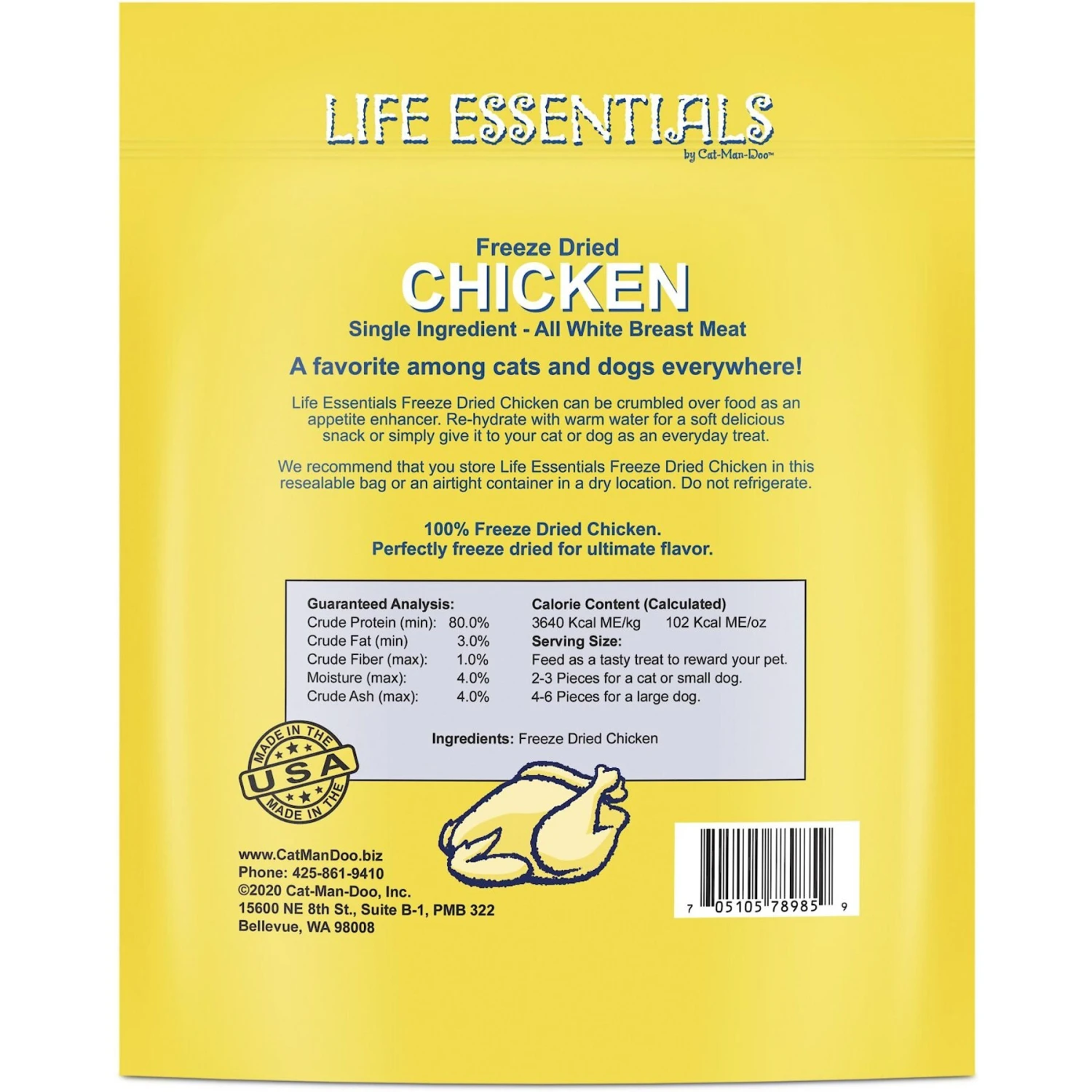 Cat-Man-Doo Life Essentials Chicken Freeze-Dried Cat & Dog Treats 4 Cat-Man-Doo Life Essentials Chicken Freeze-Dried Cat & Dog Treats - Image 2