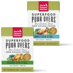 The Honest Kitchen Superfood POUR OVERS Turkey Stew With Veggies Wet Dog Food Topper & The Honest Kitchen Superfood POUR OVERS Chicken Stew With Veggies Wet Dog Food Topper