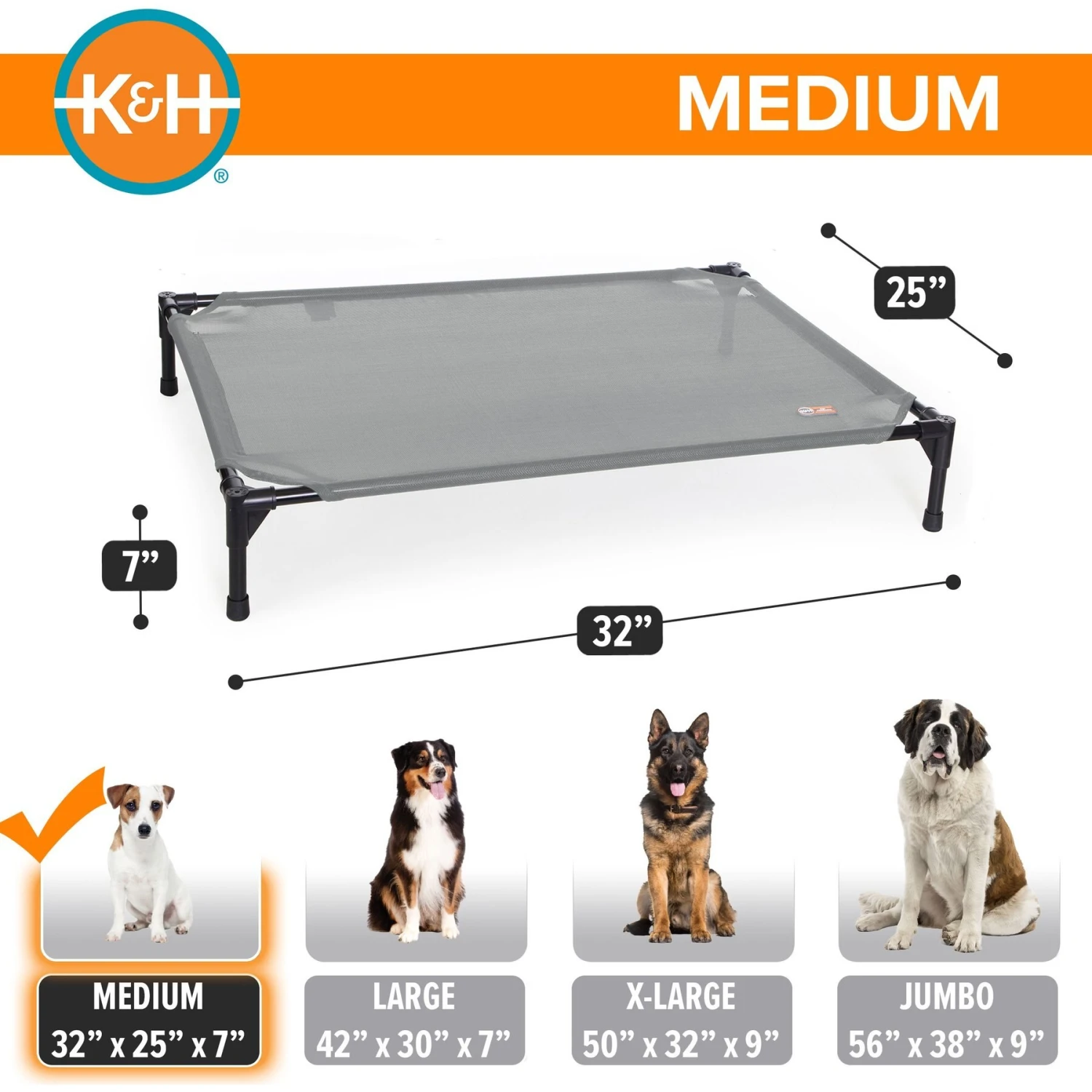 K&H Pet Products All Weather Elevated Dog Cot Bed, Gray 6 K&H Pet Products All Weather Elevated Dog Cot Bed, Gray - Image 4