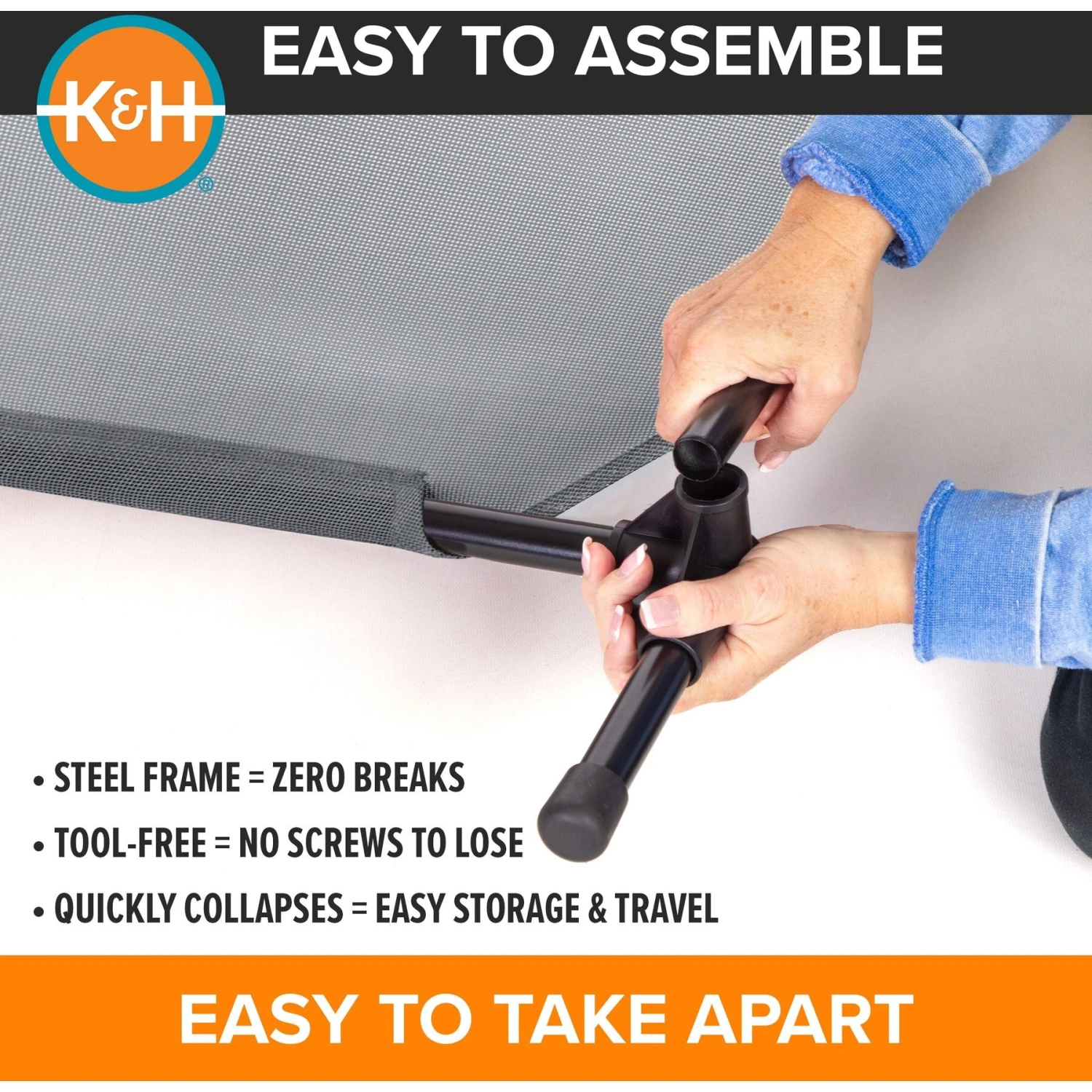 K&H Pet Products All Weather Elevated Dog Cot Bed, Gray 7 K&H Pet Products All Weather Elevated Dog Cot Bed, Gray - Image 5