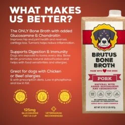 Brutus Broth Pork Flavored Grain-Free Bone Broth Dog Food Topping, 32-oz 10 Brutus Broth Pork Flavored Grain-Free Bone Broth Dog Food Topping, 32-oz -Blue Buffalo || ROYAL CANIN || Wellness Sales 616942 PT2. AC SS1800 V1659822361