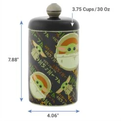 STAR WARS THE MANDALORIAN THE CHILD Aurebesh Ceramic Treat Jar & STAR WARS THE MANDALORIAN GROGU AUREBESH Non-Skid Stainless Steel With Melamine Stand Dog & Cat Bowl -Blue Buffalo || ROYAL CANIN || Wellness Sales 623382 PT2. AC SS1800 V1661896379